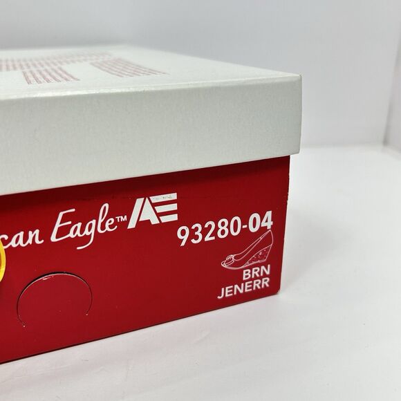 American Eagle Brown Fabric Peep Toe Cork Wedge Heel Shoes 8.5 Bow Classic - Picture 8 of 11